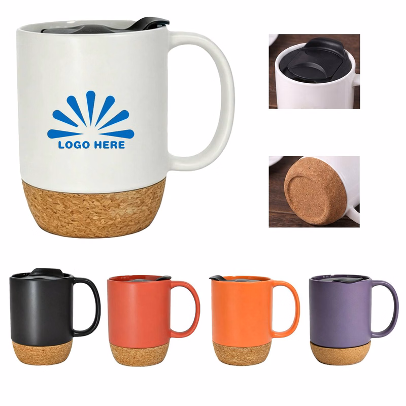 13.5Oz Cork Bottom Ceramic Mug