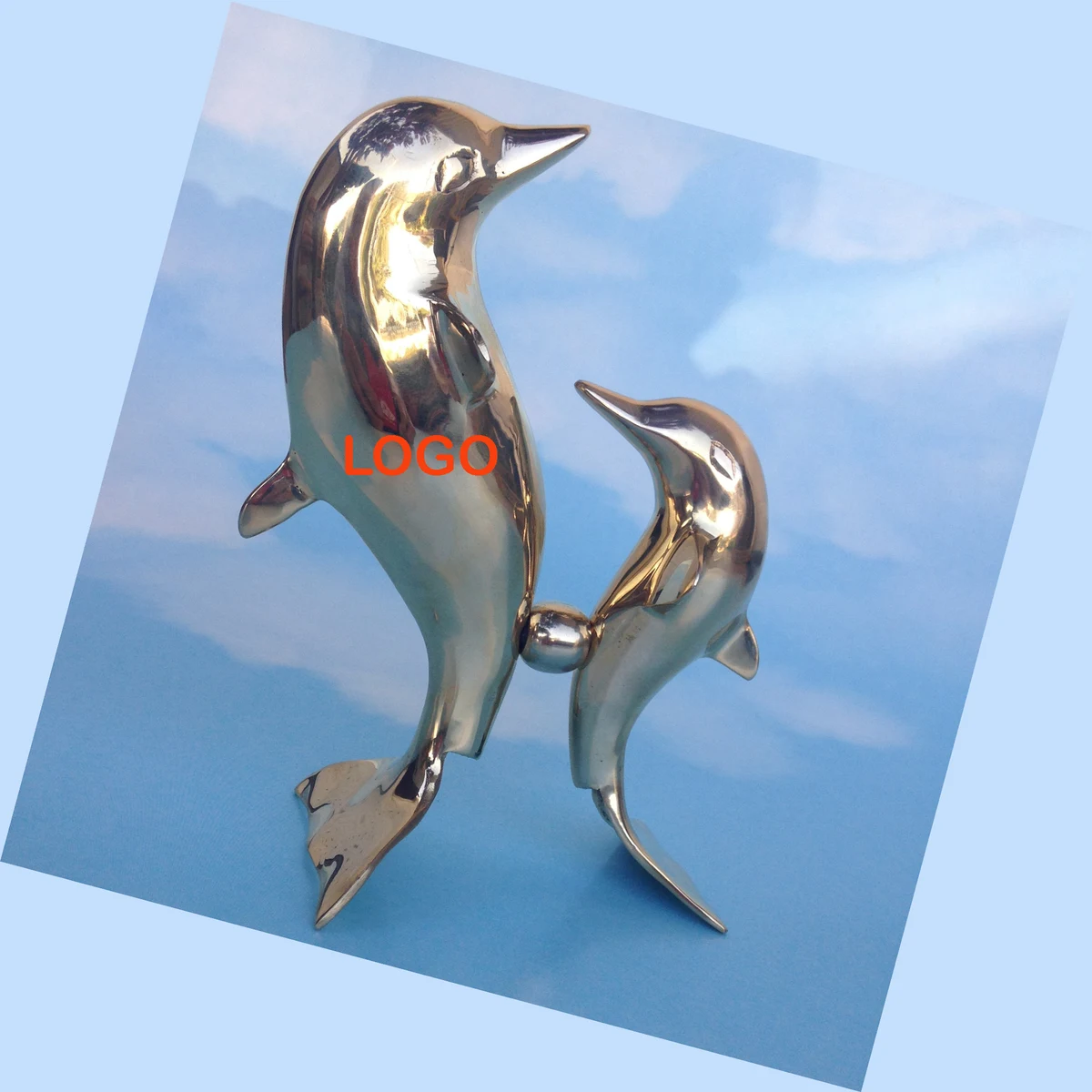 Solid Brass Dancing Dolphin Family 1
