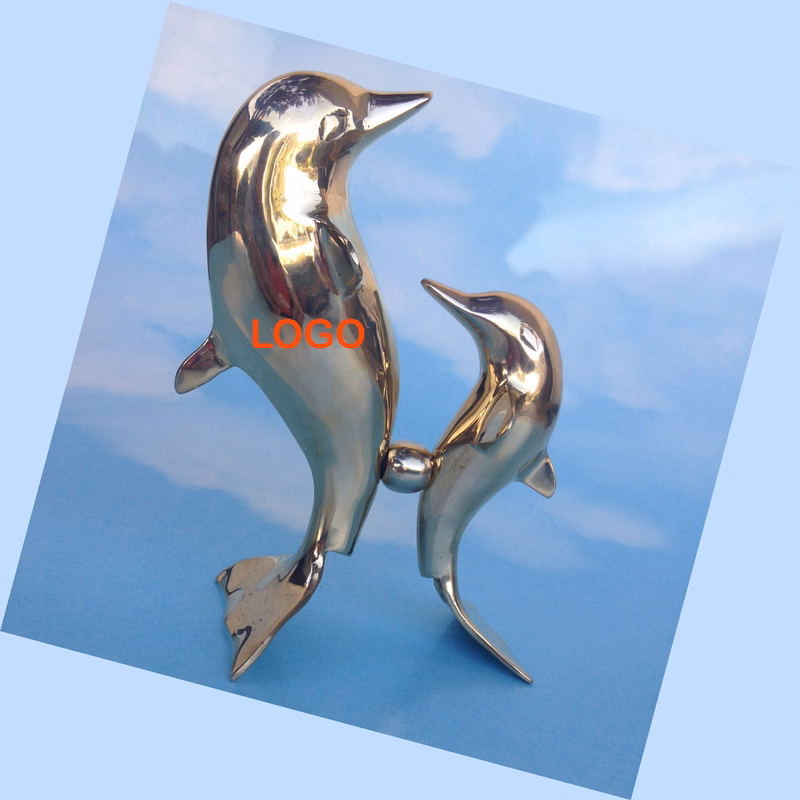 Solid Brass Dancing Dolphin Family