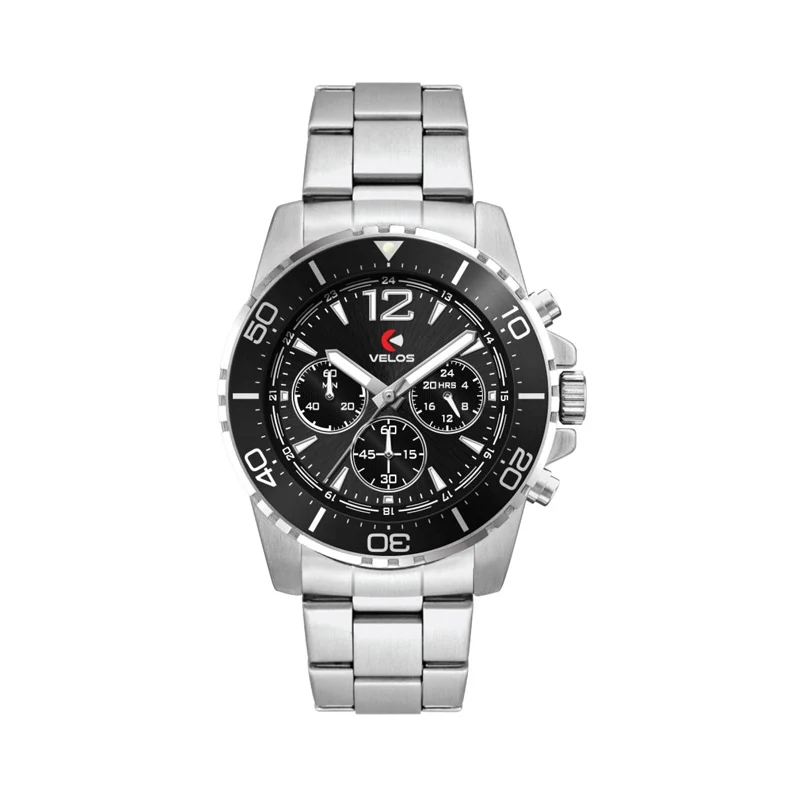 44MM, SILVER METAL CASE, BK BEZEL, CHRONO MVT 1