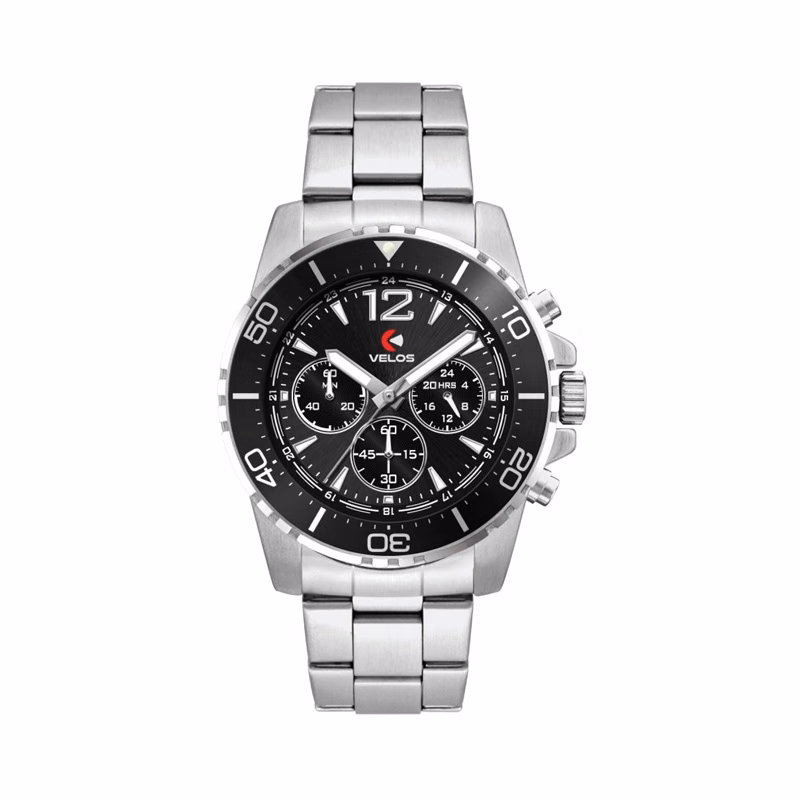 44MM, SILVER METAL CASE, BK BEZEL, CHRONO MVT