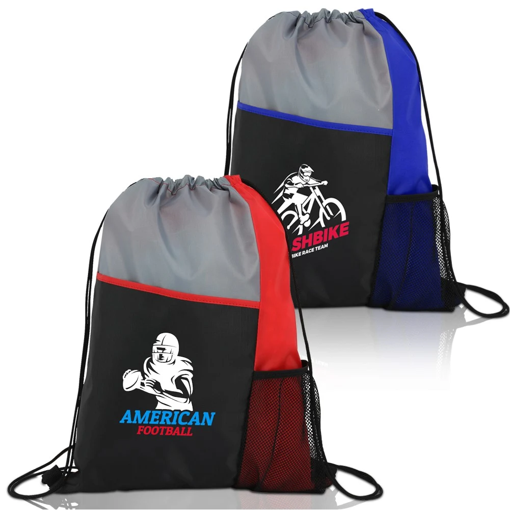 Sports Drawstring Backpack With Slant Pocket 1
