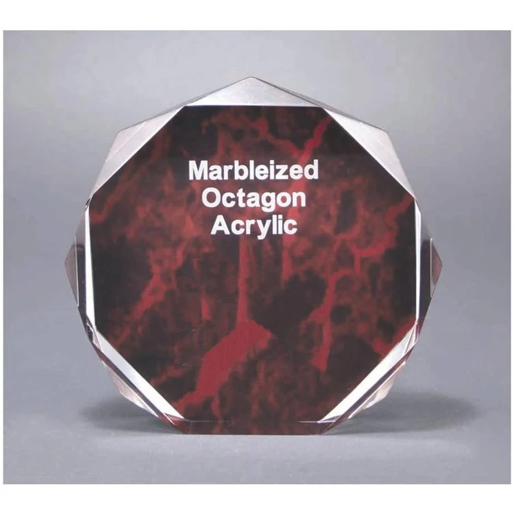 5" Red Marble Octagon Acrylic Award 1