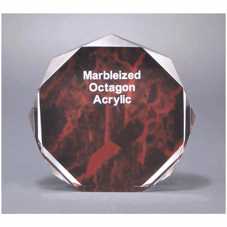 5" Red Marble Octagon Acrylic Award