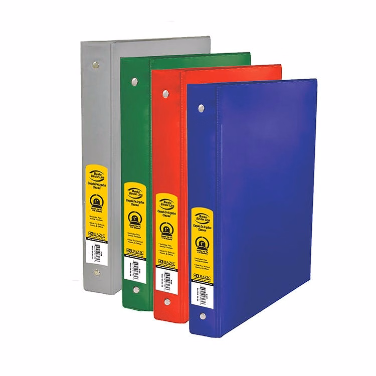 1" 3-Ring Binders - 2-Pockets Assorted Colors