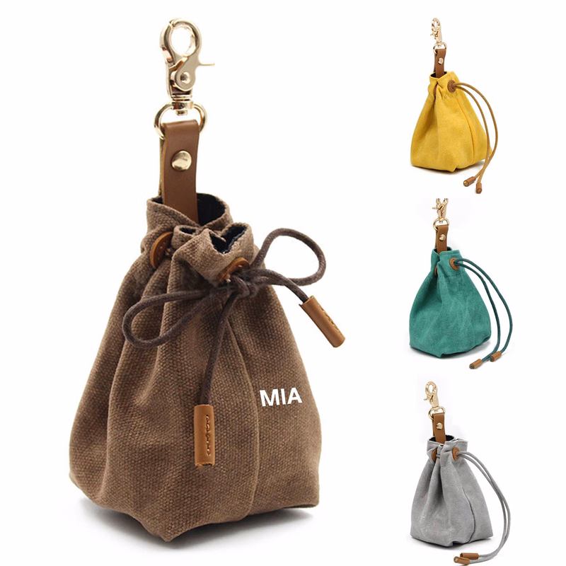 Portable Canvas Drawstring Pet Treat Pouch