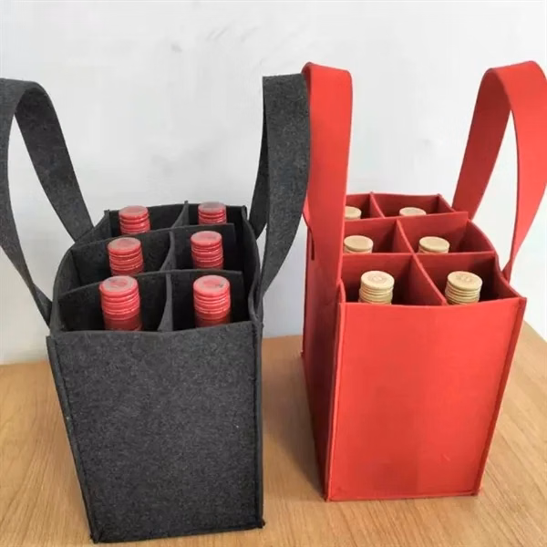6-Pack Portable Felt Wine Bottle Tote