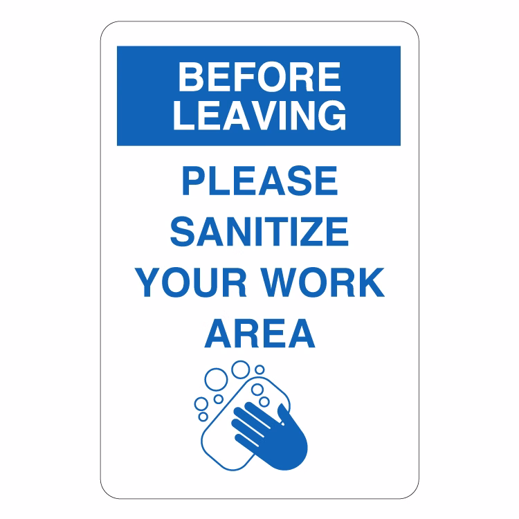 Please Sanitize Work Station Wall Sign