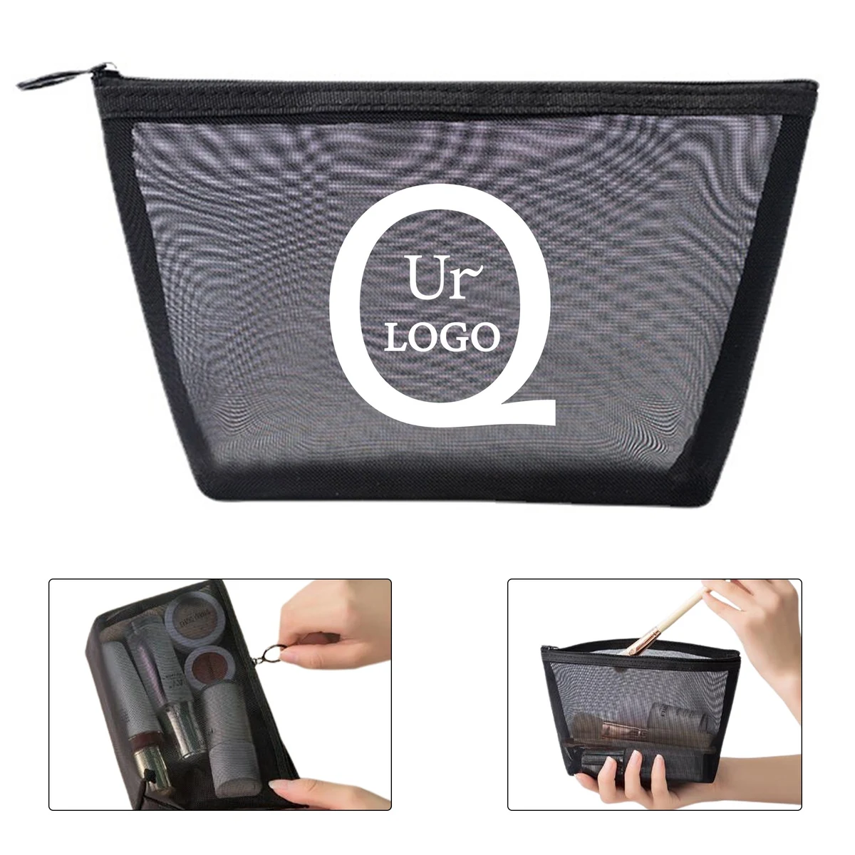 Portable Mesh Zipper Cosmetic Bag 1