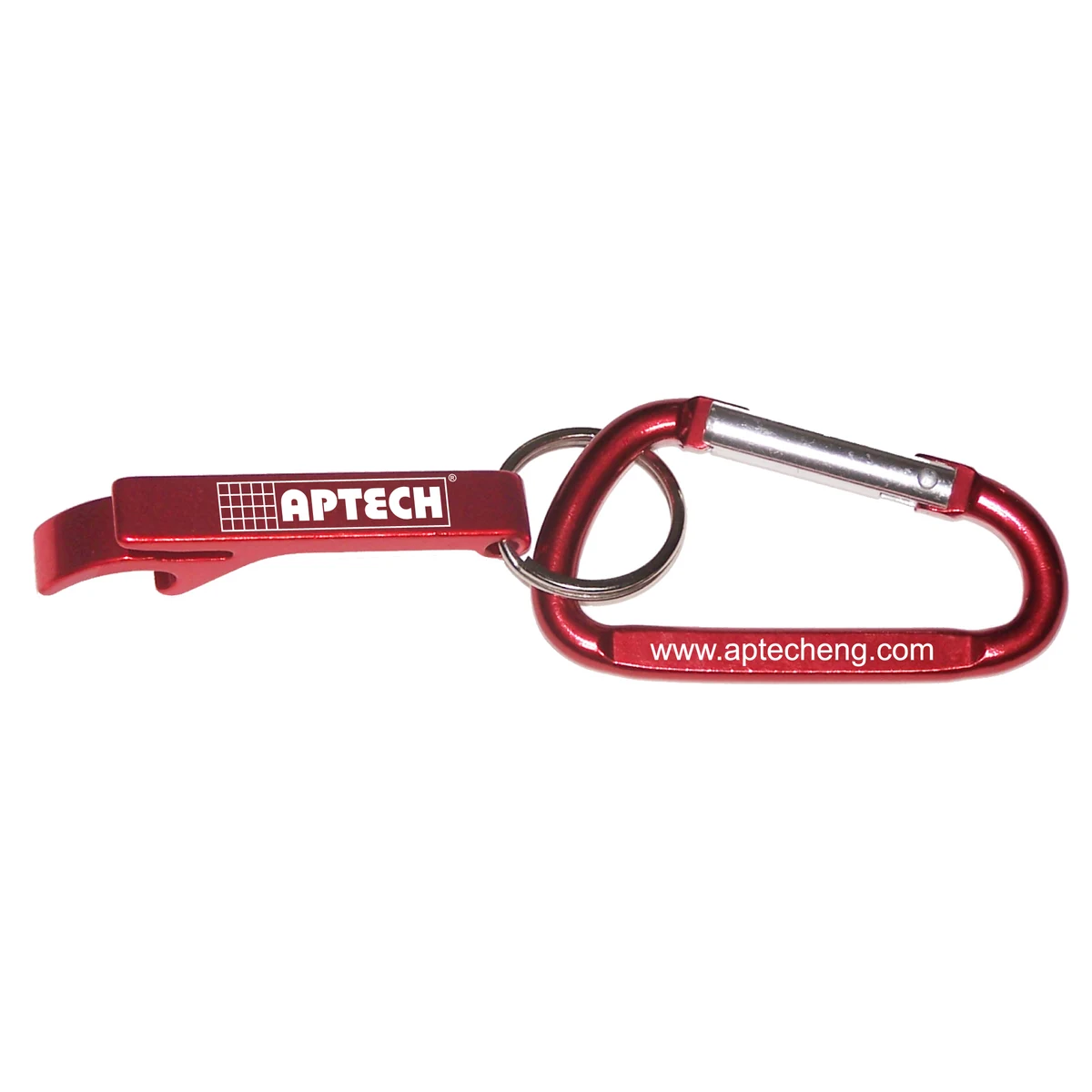 Deluxe plain can and bottle opener with split key ring & carabineer 1