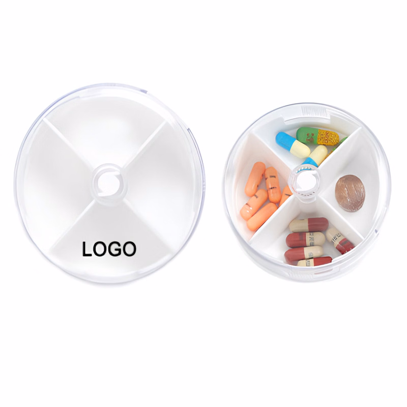 Round Large 4-Compartment Pillbox