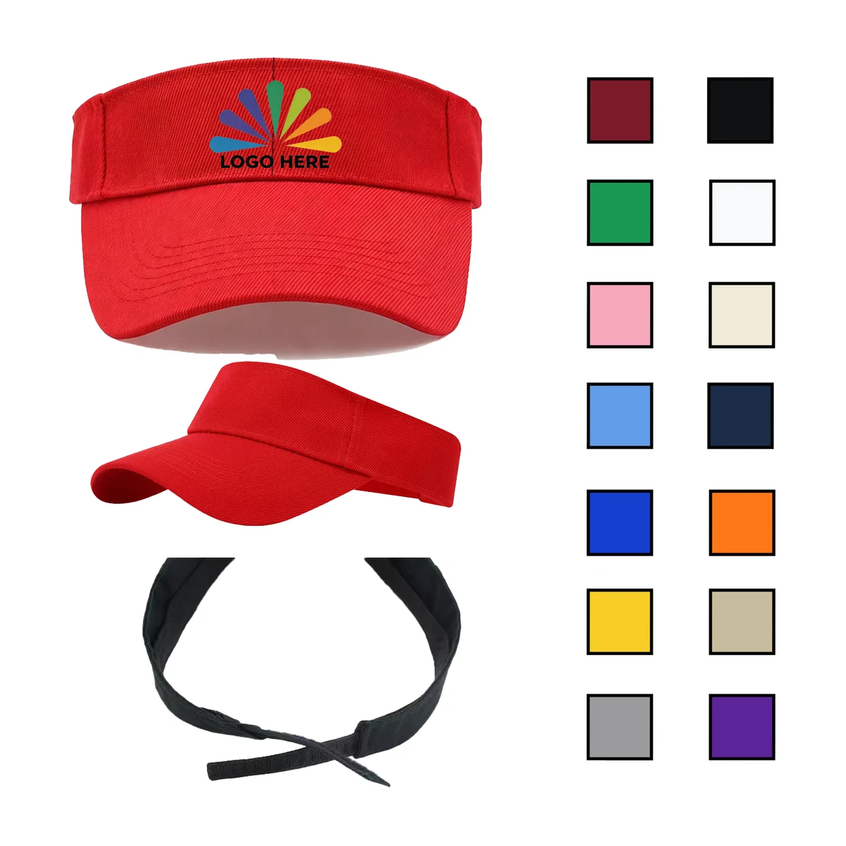 Custom Adjustable Open-Top Sun Visor Hat with Logo 1