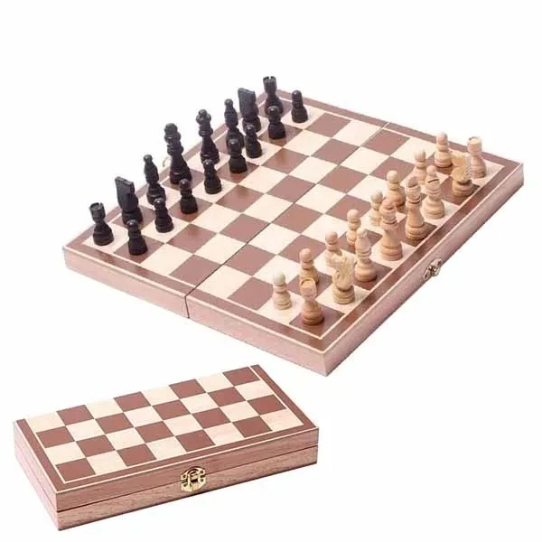 Wood Chess With Folding Board Desktop Game Set 1