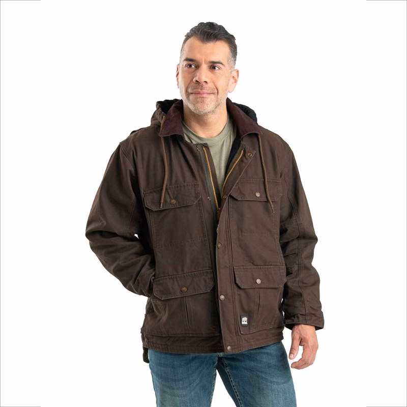 BERNE® Men's Heartland Washed Duck Zip-Off Hooded Coat