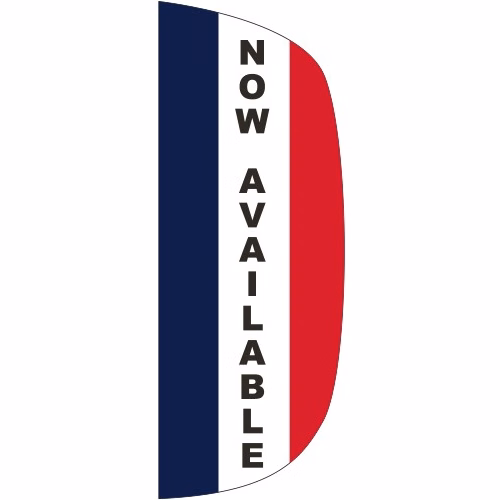 "NOW AVAILABLE" 3' x 8' Message Flutter Flag