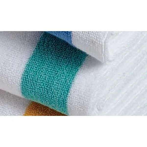 Cabana Premium White Cotton w/Green Stripe Towel 1