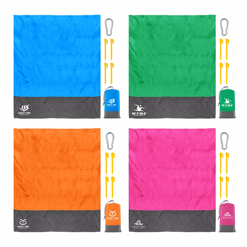 Two-Tune Waterproof Foldable Beach Blanket With Carry Bag