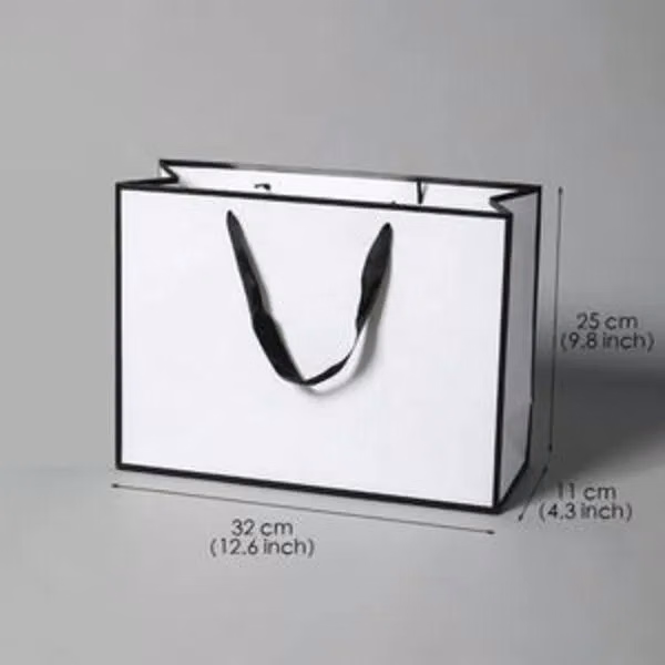 Ivory Board Disposable Shopping Bag with Black Border