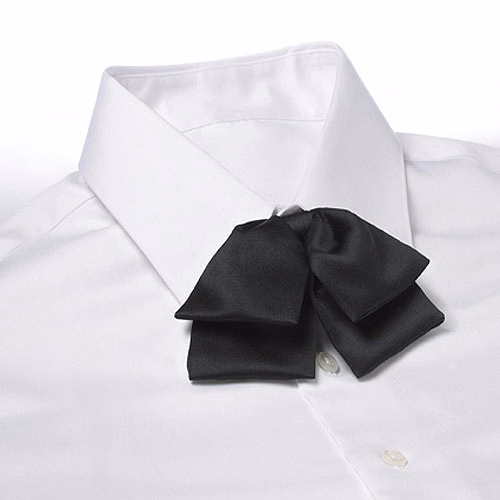 Black Adjustable Band Polyester Satin Floppy Bow Tie