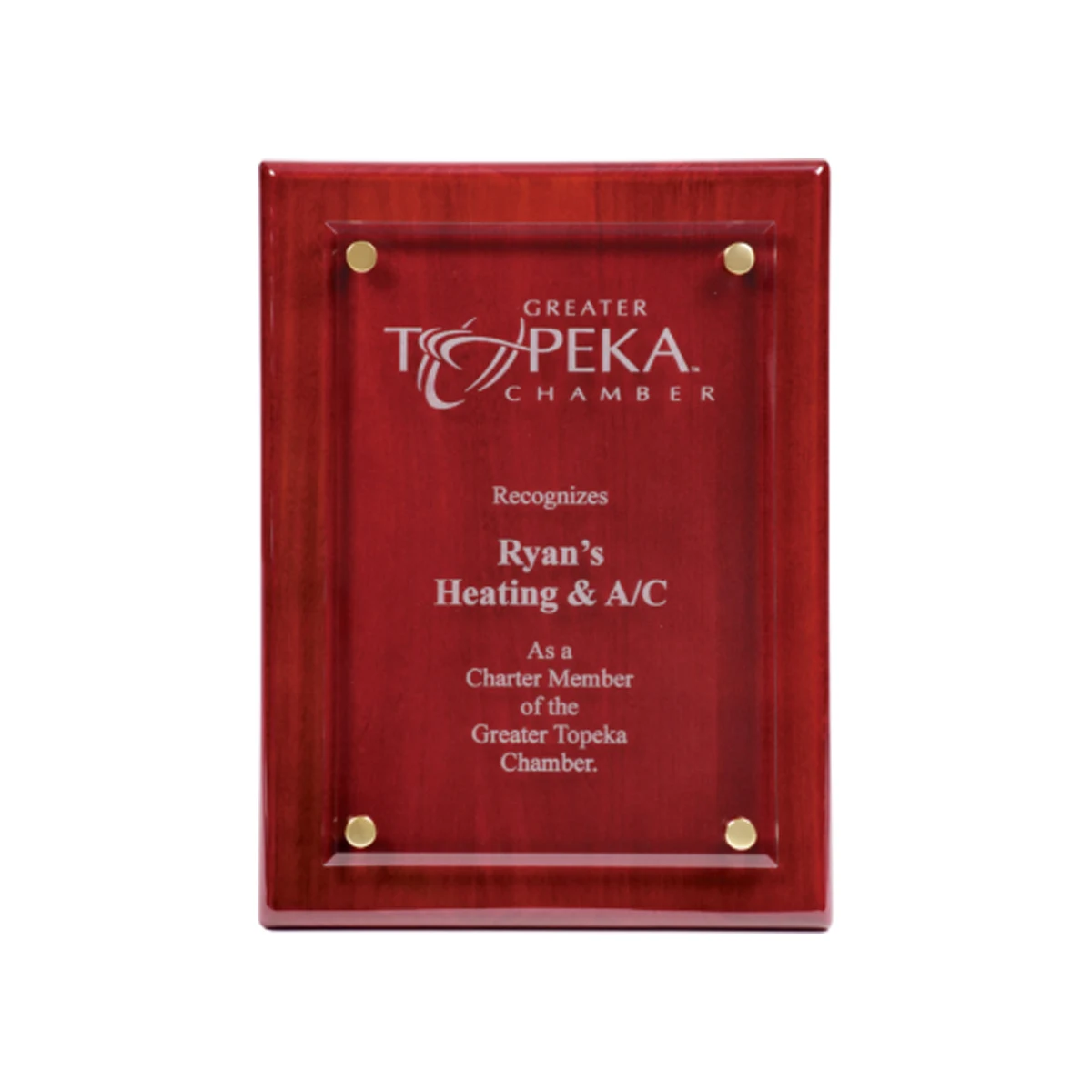 9" x 12" Rosewood Piano Finish Floating Glass Plaque 1