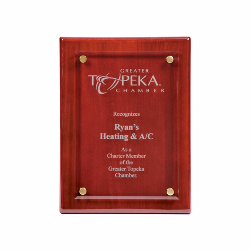 9" x 12" Rosewood Piano Finish Floating Glass Plaque