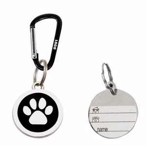 Reliable Round Paw Shaped Dog ID Tag With Carabiner