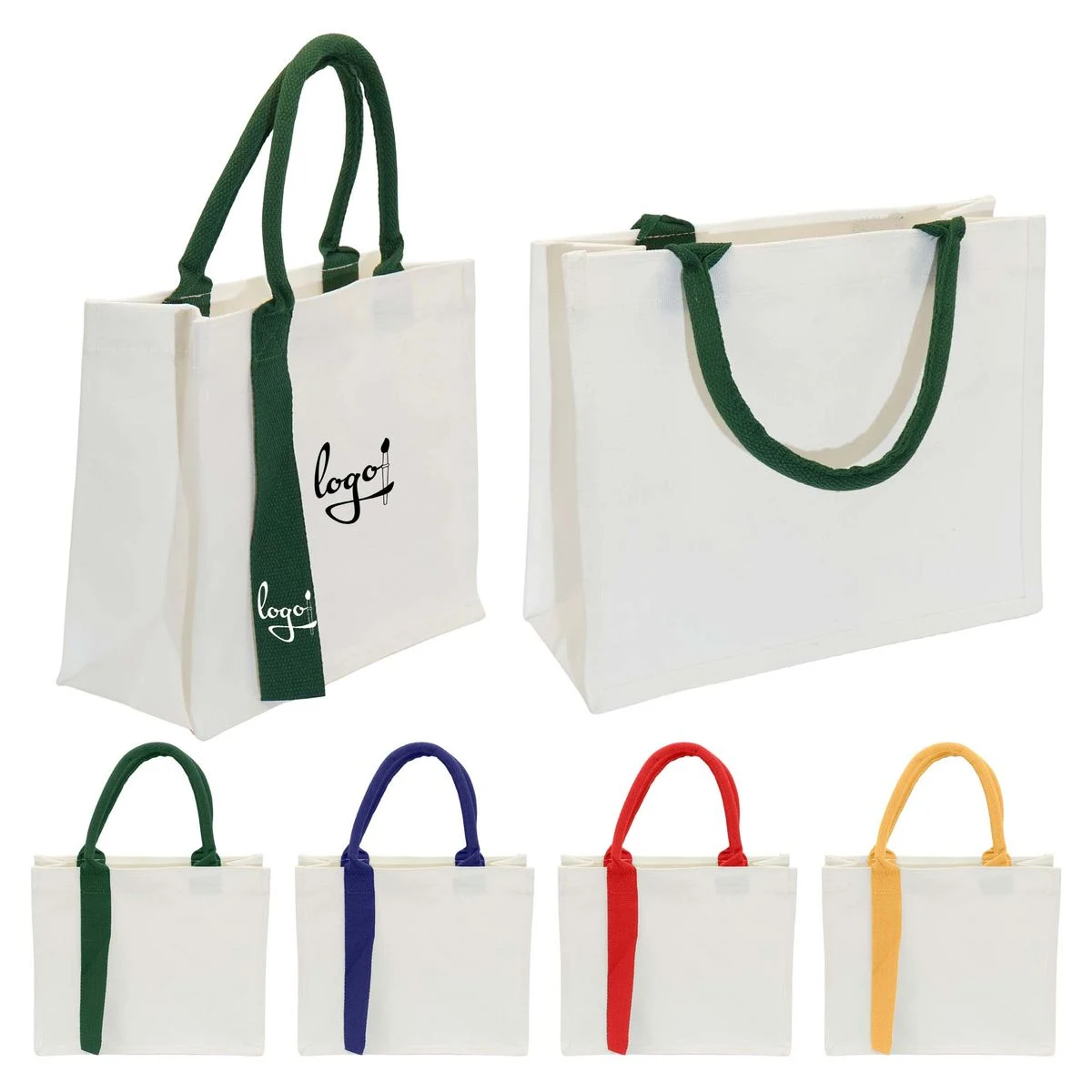 12oz Canvas Tote Bag with Ribbon, custom tote bag with logo imprint 1