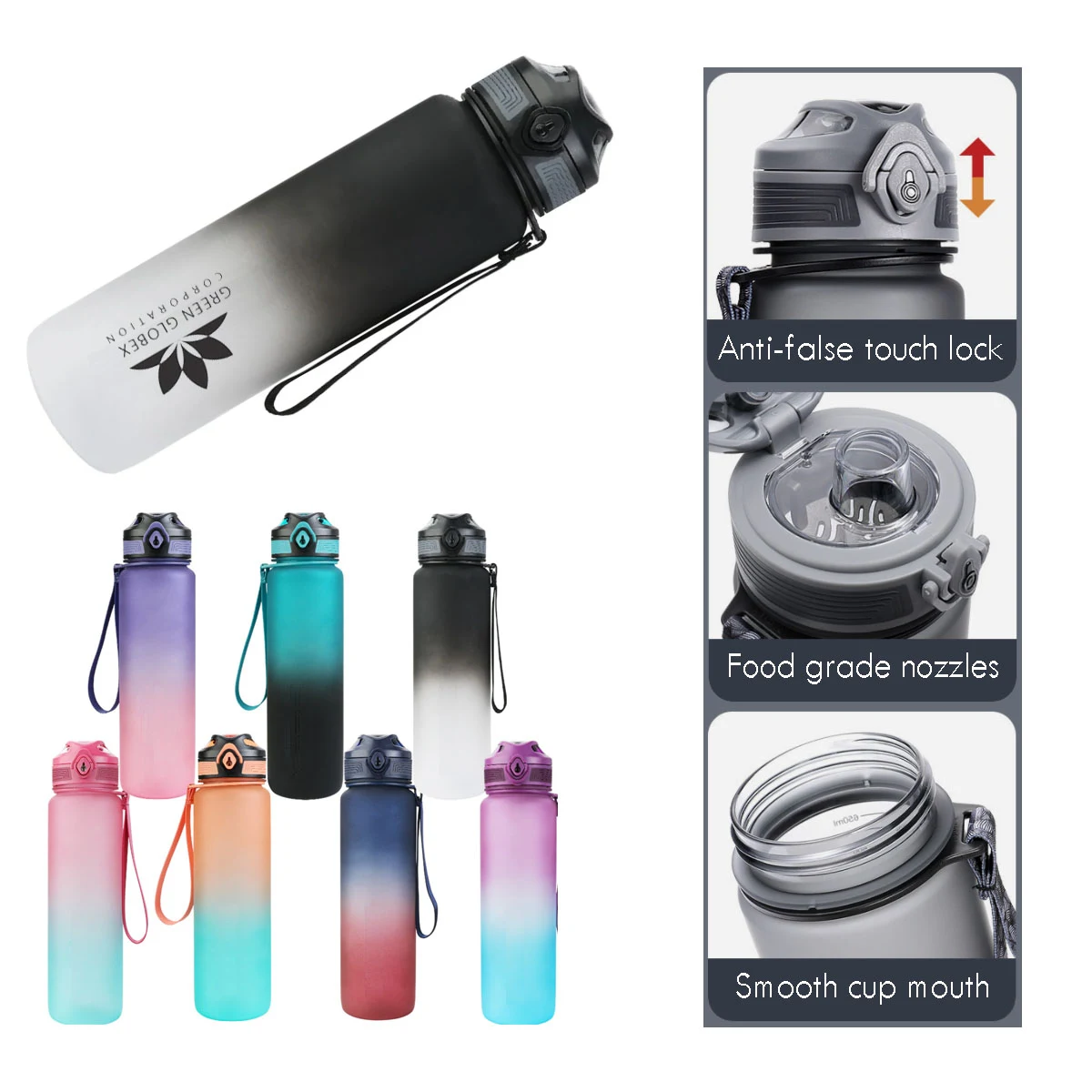32Oz Portable Gradient Color BPA Free Tritan Drinking Water Bottle 1