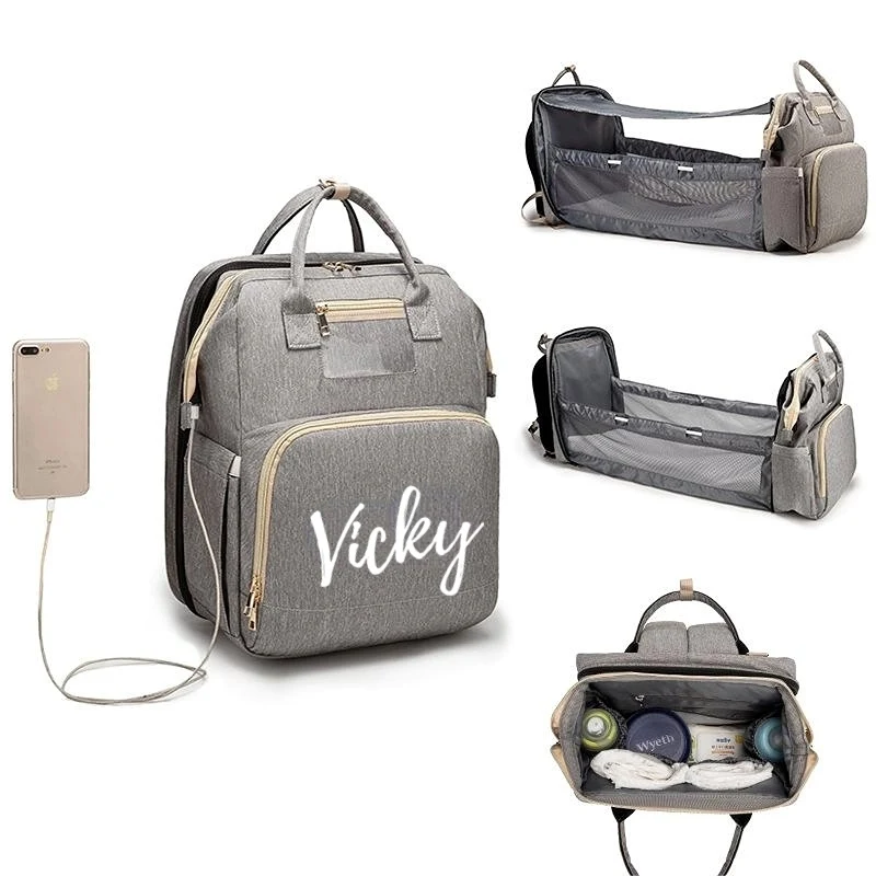 Oxford Foldable Baby Crib Diaper Backpack 1
