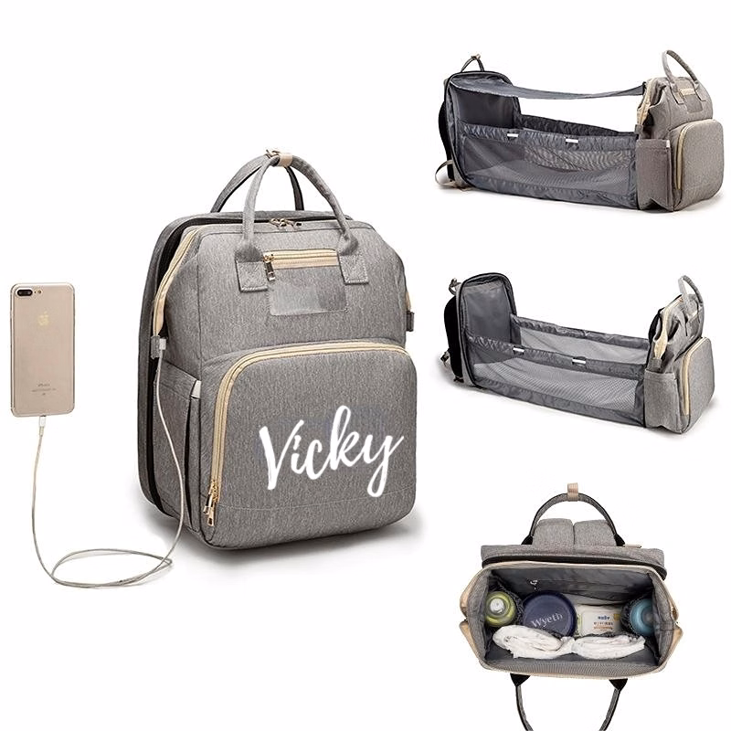 Oxford Foldable Baby Crib Diaper Backpack