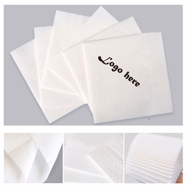 5" x 5" 2-Ply White Paper Beverage Napkins
