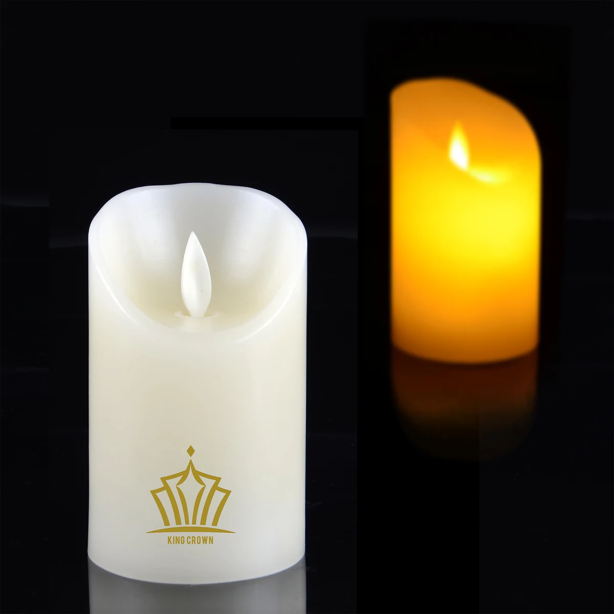4" x 2" Flickering Moving Wick Luxury Candle Oblique Top 1