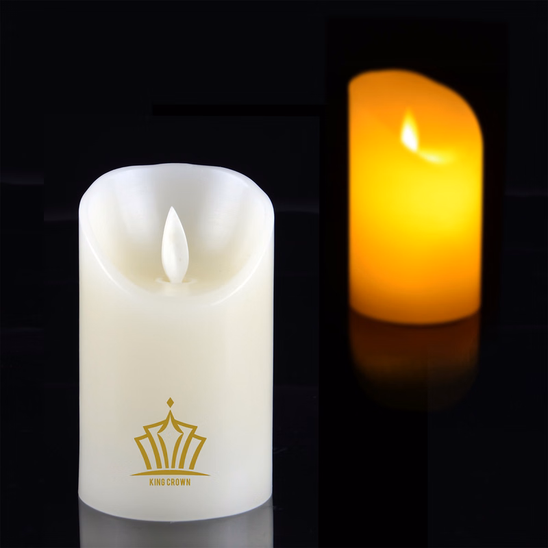 4" x 2" Flickering Moving Wick Luxury Candle Oblique Top
