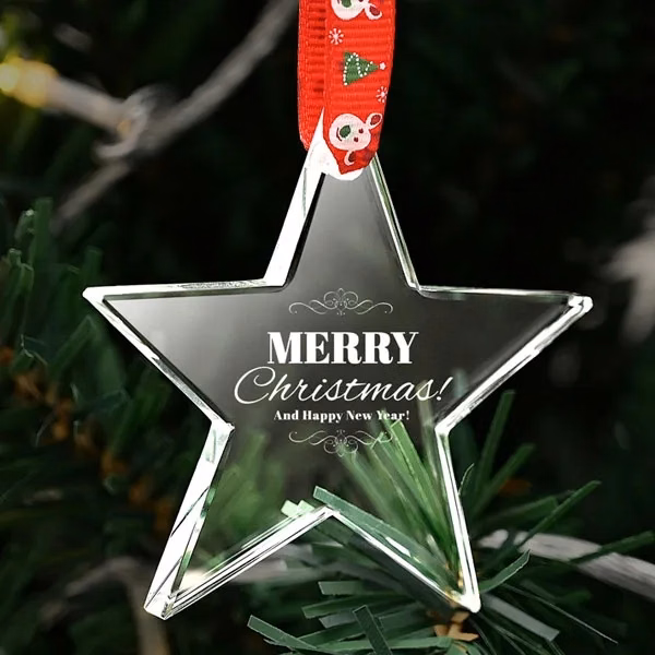 Personalised Star Crystal Bauble Christmas Tree Decoration
