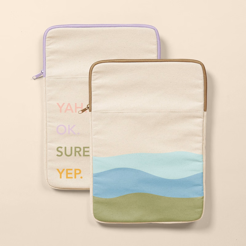 PORTRAIT LAPTOP SLEEVES - NATURAL CANVAS - LARGE - 15"