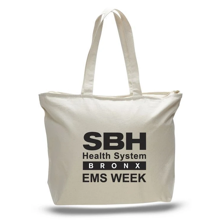 Colored Canvas Zipper Tote Bag w/ Squared Bottom, custom tote bag with logo imprint 1