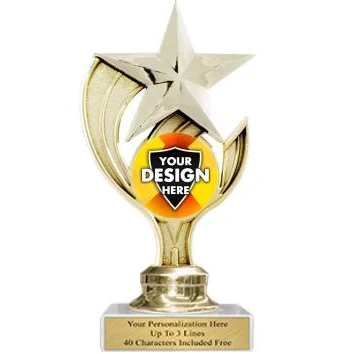 Trophy: 7", 2x3 white marble base, Holder w/ mylar 1