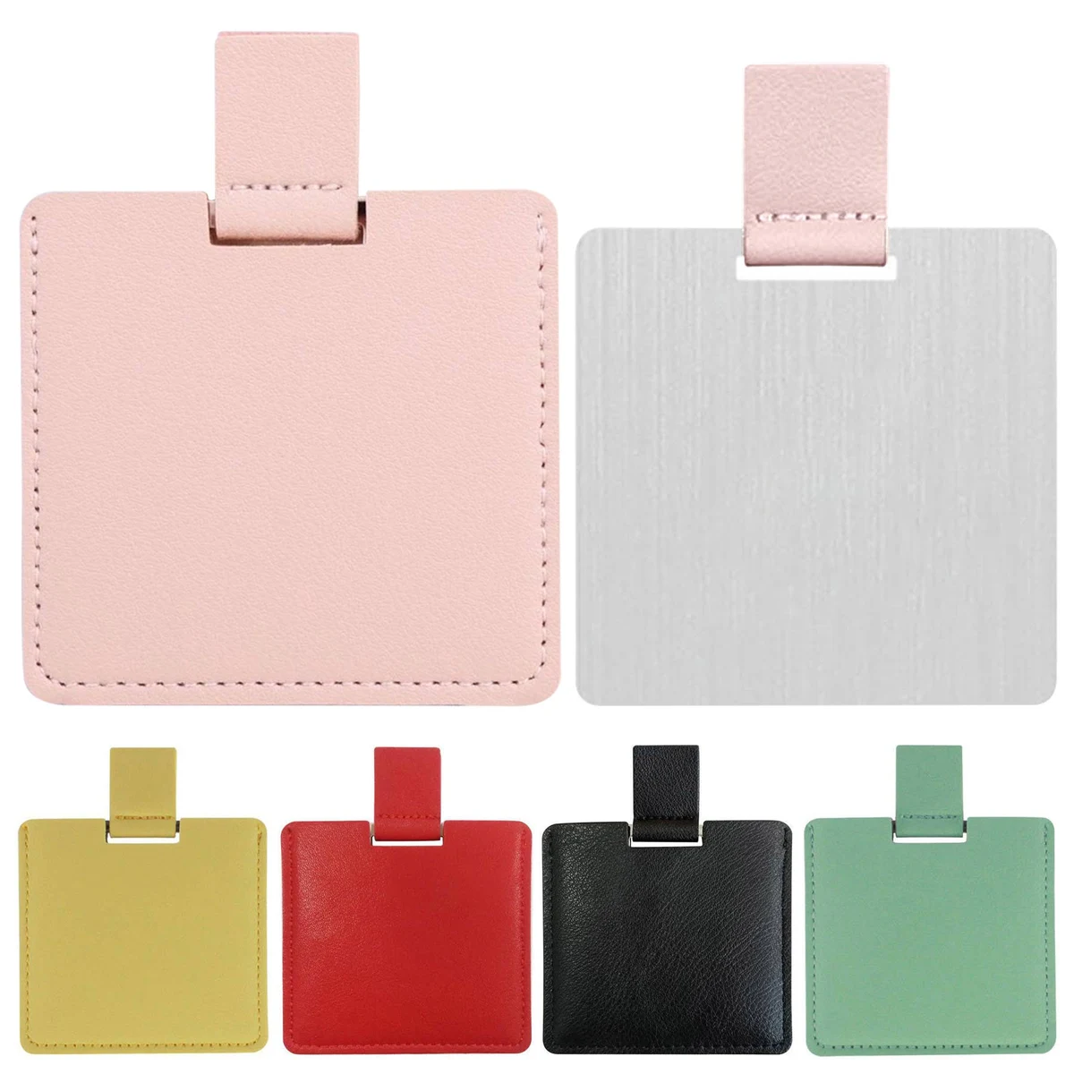 Square Stainless Steel Cosmetic Mirror With Leather 1