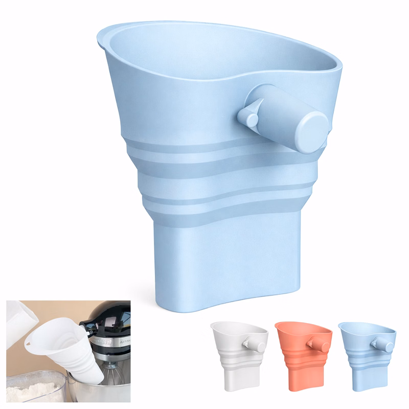 Collapsible Silicone Pouring Shield for Stand Mixer with Wide Funnel