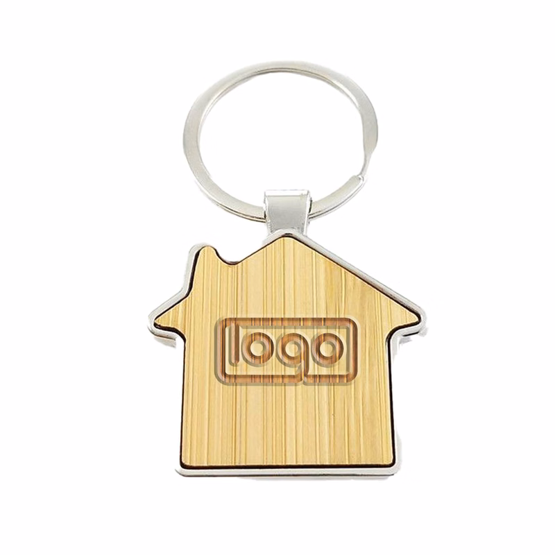 Bamboo Metal House Keychain