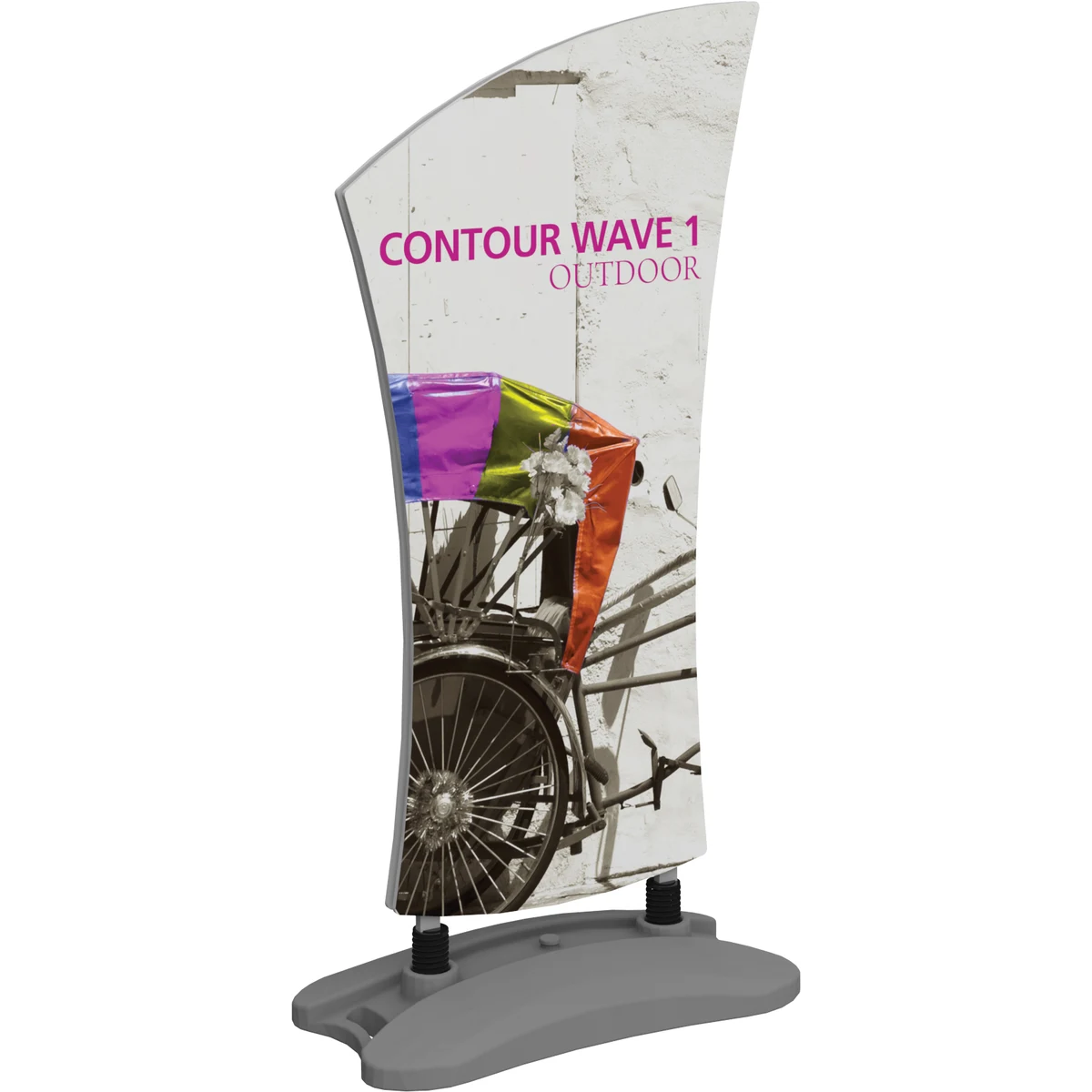 Contour Double-Sided Outdoor Sign Wave 1 w/Fillable Base 1