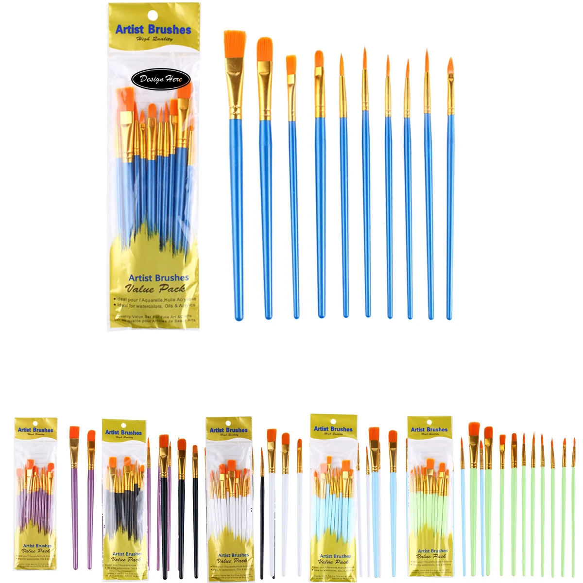 Versatile Nylon Bristle Set for Acrylic & Watercolor Art 1