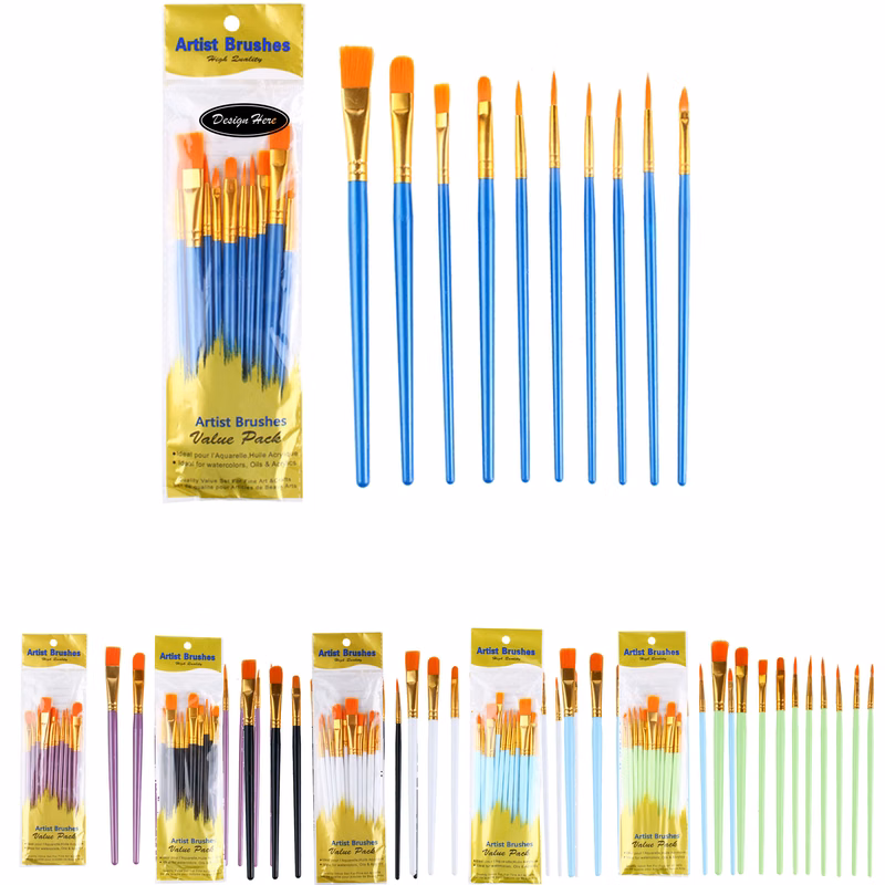 Versatile Nylon Bristle Set for Acrylic & Watercolor Art