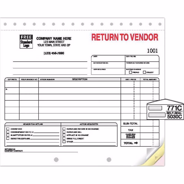 Return To Vendor Forms Sets
