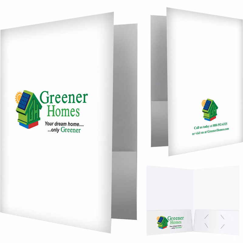 Economy Pocket Folder (3 Large 4-Color Imprint Areas, Gloss Finish & Business Card Slot)