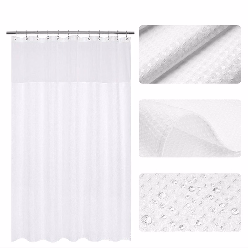 Waffle Weave Shower Curtain with Snap-in Fabric Liner Set