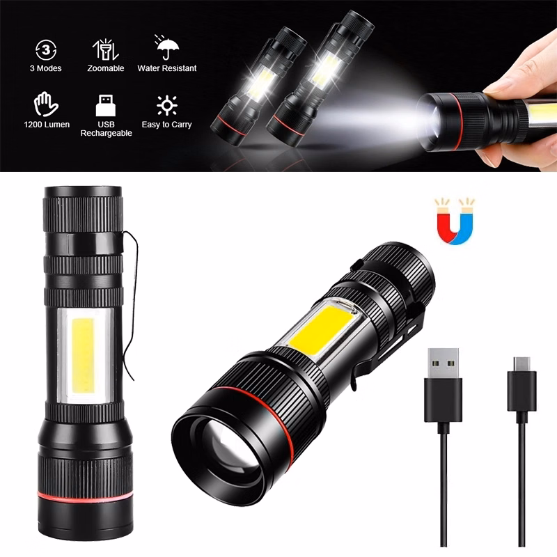 Zoomable Usb Led Flashlight With Clip