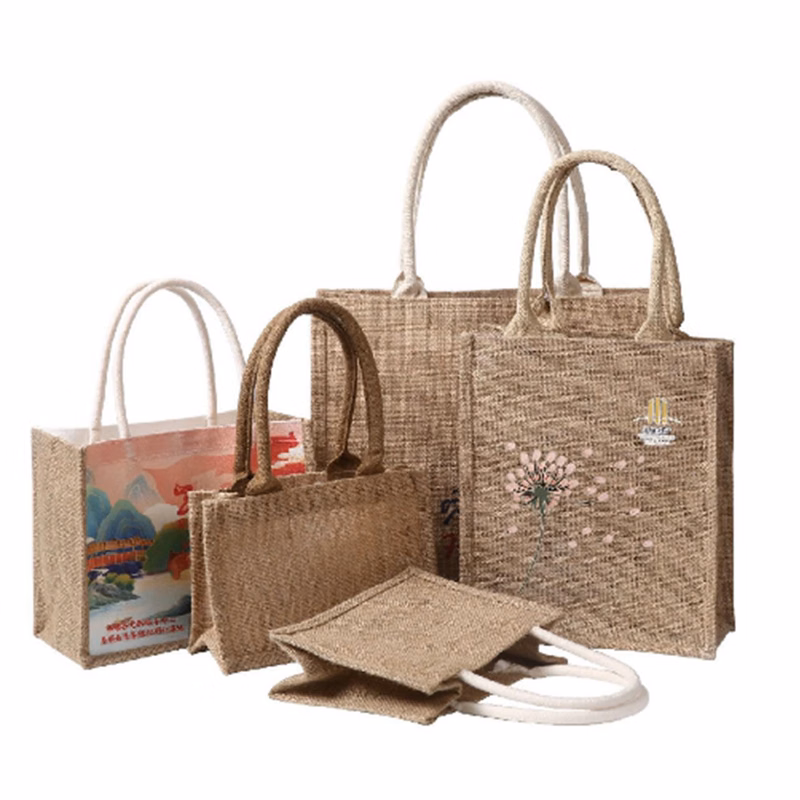 Customized Size Printing Logo Jute Tote Bag