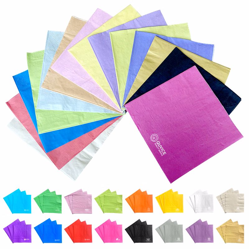 2 Ply 5'' Custom Colorful Cocktail Napkins
