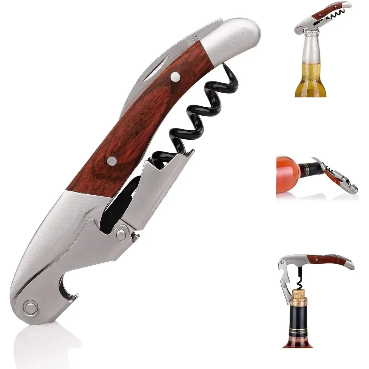 Advanced Stainless Steel Bottle Opener With Wooden Handle 1